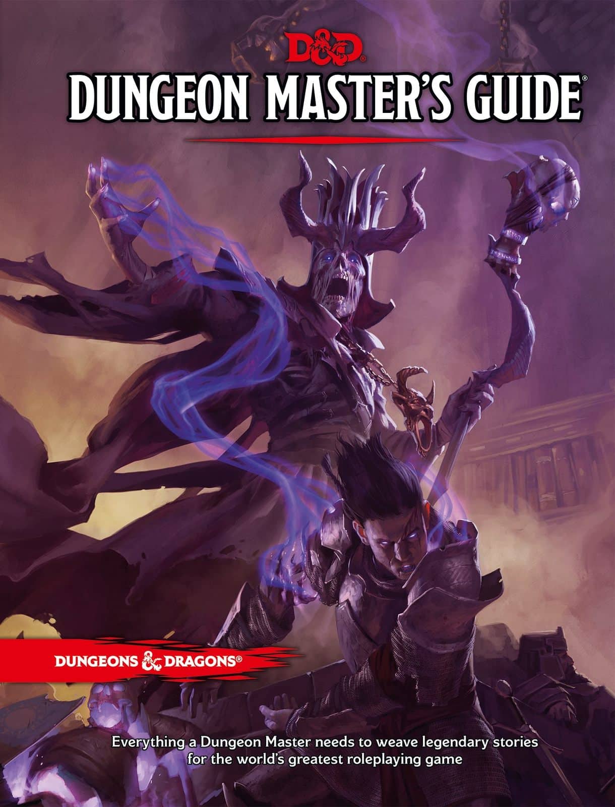 Dungeons & Dragons Dungeon Master’s Guide‑Cover mit dunklem Lich, der einen Zauber wirkt